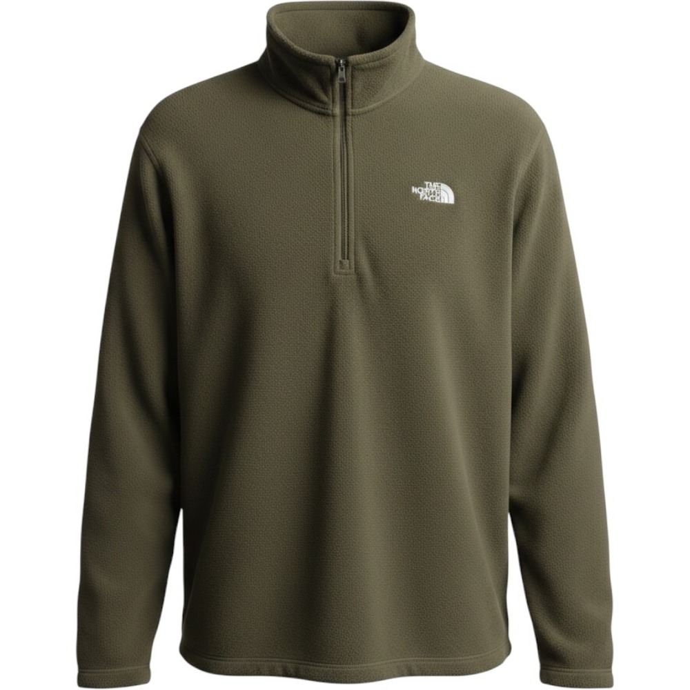 The North Face Fleece Pullover Mens L Green Polartec Quarter Zip Mock Neck Logo
